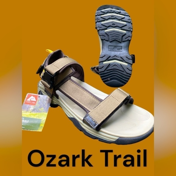 Ozark Trail-NWT Men’s 10 moss green/gray hiking sandals. Velcro adjustable. New! - Picture 3 of 12
